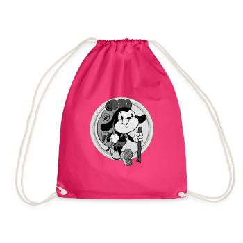 retro adventurer with backpack - Drawstring Bag - fuchsia - Front