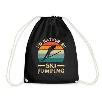 Ski springen. Skispringen im Skiurlaub retro - Turnbeutel - Schwarz - Vorne