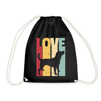 Beagle Love Hund Retro Vintage - Turnbeutel - Schwarz - Vorne