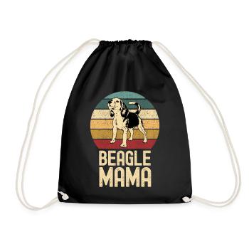 Beagle Mama Dog Retro Vintage - Drawstring Bag - black - Front