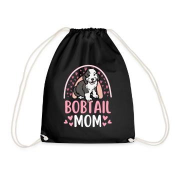Cute Bobtail Dog Lover Kawaii - Drawstring Bag - black - Front