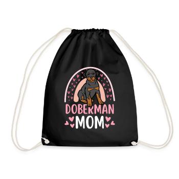 Süßer Dobermann Hund Liebhaber Kawaii - Turnbeutel - Schwarz - Vorne