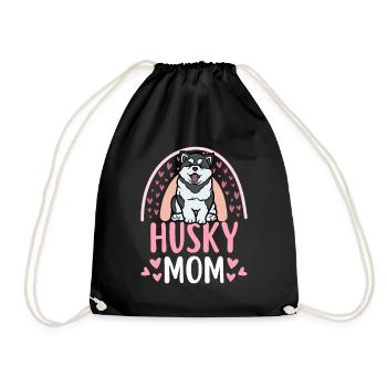Cute Husky Mama Mom Lover Kawaii - Drawstring Bag - black - Front