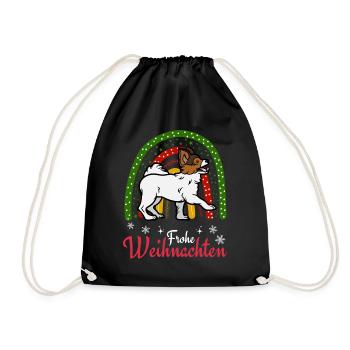 Süßer Papillon Hund Liebhaber Kawaii Weihnachten - Turnbeutel - Schwarz - Vorne