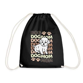 Sweet Bichon Frise kawaii Puppy - Drawstring Bag - black - Front