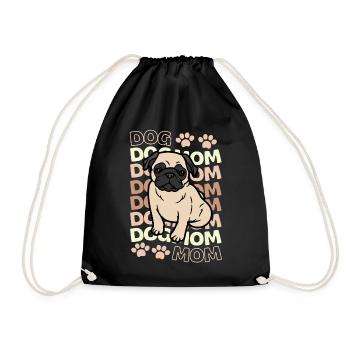 Cute Pug Lover Kawaii Pug Mom - Drawstring Bag - black - Front