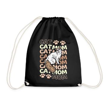 Cute Turkish Van Cat Mom - Drawstring Bag - black - Front