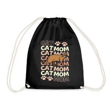 Cute Chausie Cat Mom - Drawstring Bag - black - Front