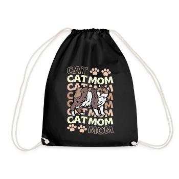 Cute Manx Cat Mom - Drawstring Bag - black - Front