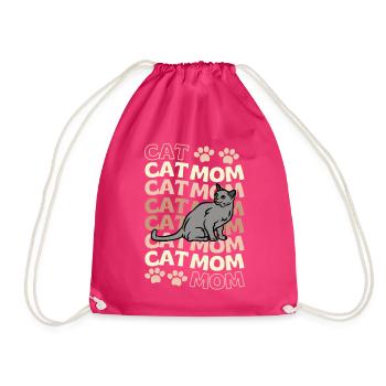 Cute Russian Blue Cat Mom - Drawstring Bag - fuchsia - Front