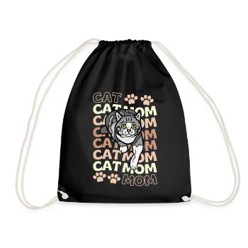 Cute Cat Mom - Drawstring Bag - black - Front