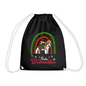 Weihnachten Süßer Beagle Kawaii - Turnbeutel - Schwarz - Vorne