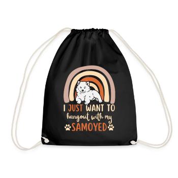 Sweet Samoyed puppy lover kawaii - Drawstring Bag - black - Front