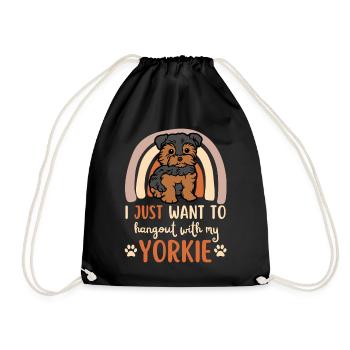 Süßer Yorkshire Terrier Liebhaber Kawaii - Turnbeutel - Schwarz - Vorne