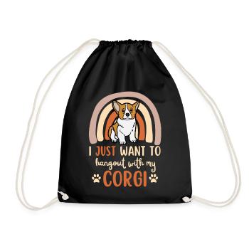 Sweet Welsh Corgi puppy lover kawaii - Drawstring Bag - black - Front