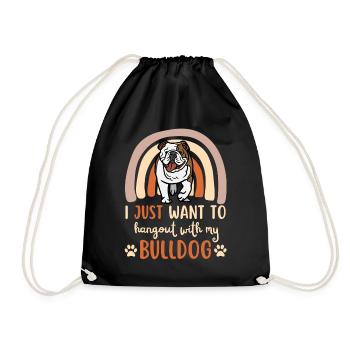 Cute English Bulldog Lovers Kawaii - Drawstring Bag - black - Front
