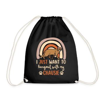 Cute Chausie Cat Mom - Drawstring Bag - black - Front