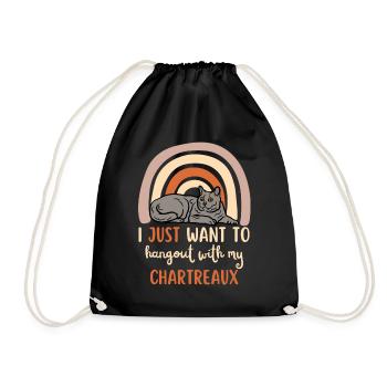 Cute Carthusian cat - Drawstring Bag - black - Front