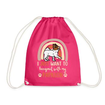 Süßer Papillon Hund Kawaii - Turnbeutel - Fuchsia - Vorne