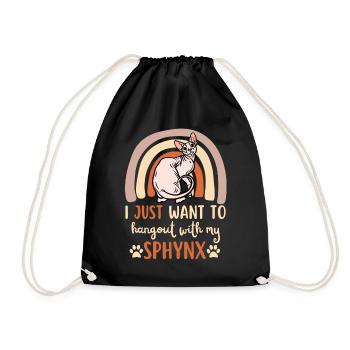 Cute Sphynx Cat - Drawstring Bag - black - Front