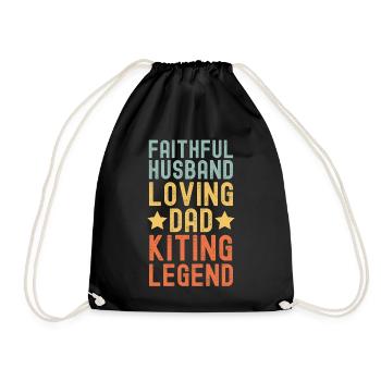 Husband Father Kitesurf Legend Retro Vintage - Drawstring Bag - black - Front