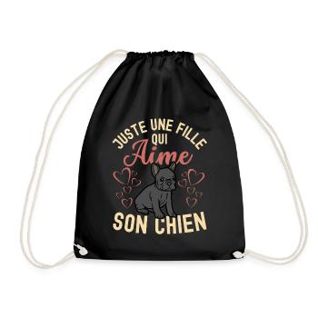 Amant de bouledogue français mignon kawaii - Sac de sport léger - noir - Devant