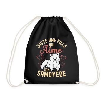 Amant de chiot Samoyède mignon Kawaii - Sac de sport léger - noir - Devant