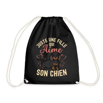 Amant de teckel mignon kawaii - Sac de sport léger - noir - Devant