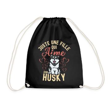 Amant husky mignon kawaii - Sac de sport léger - noir - Devant