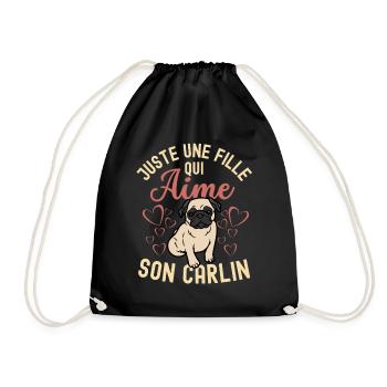Amant de carlin mignon maman de carlin kawaii - Sac de sport léger - noir - Devant