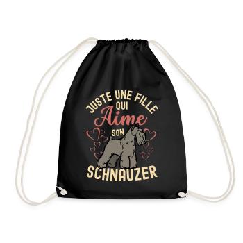 Amant de chien schnauzer mignon kawaii - Sac de sport léger - noir - Devant
