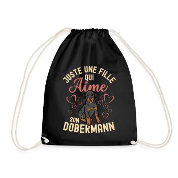 Mignon chien doberman kawaii - Sac de sport léger - noir - Devant