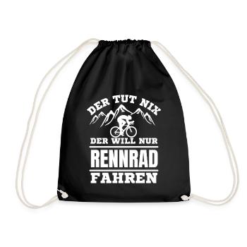 Rennrad fahren lustiger Spruch - Turnbeutel - Schwarz - Vorne