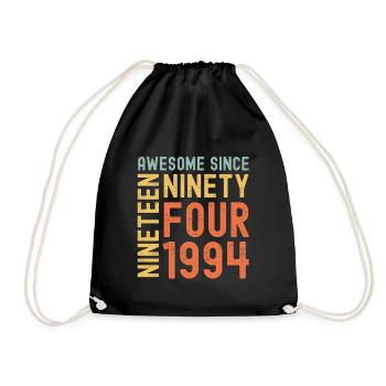 Awesome since 1994 Geburtstag Geschenk Jahreszahl - Turnbeutel - Schwarz - Vorne
