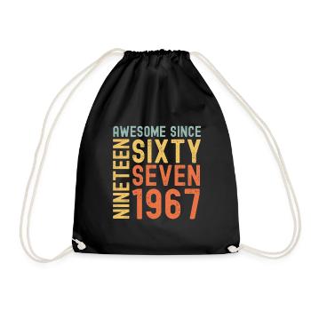 Awesome since 1967 Geburtstag Geschenk Jahreszahl - Turnbeutel - Schwarz - Vorne