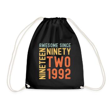 Awesome since 1992 Geburtstag Geschenk Jahreszahl - Turnbeutel - Schwarz - Vorne