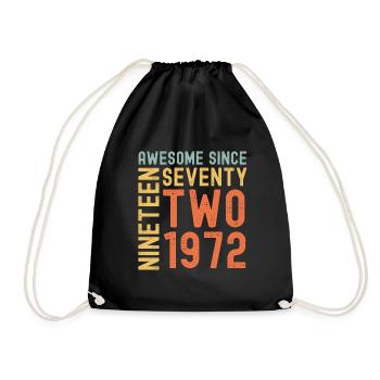 Awesome since 1972 Geburtstag Geschenk Jahreszahl - Turnbeutel - Schwarz - Vorne
