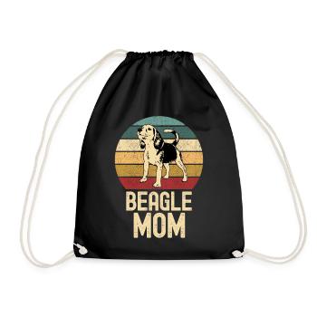 Beagle Mama retro vintage - Turnbeutel - Schwarz - Vorne