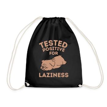 Tested positive for tired Bulldog funny saying - Drawstring Bag - black - Front