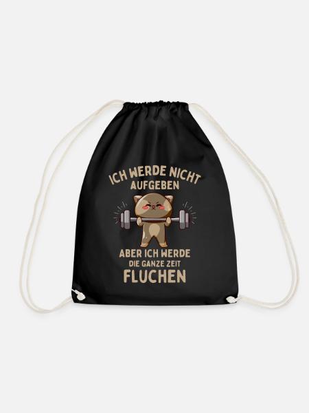 Lustige Katze Fitness Kraftsport - Turnbeutel - Schwarz
