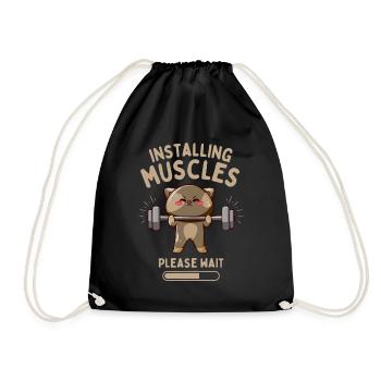 Funny Cat Fitness Weight Training - Drawstring Bag - black - Front