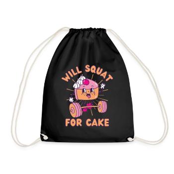 Cake Weight Squat Fitness Cake kawaii - Drawstring Bag - black - Front