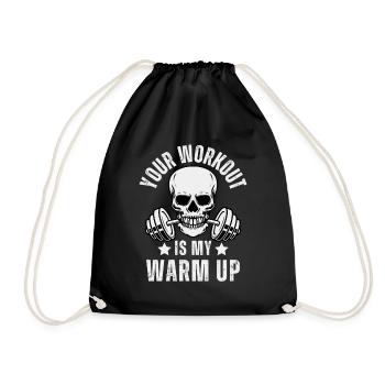 Weight Training Fitness Weights Lifting Skull - Drawstring Bag - black - Front