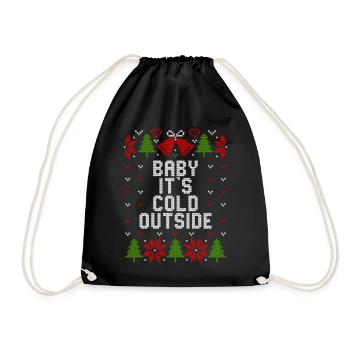 Ugly christmas sweater / Baby it's cold outside - Turnbeutel - Schwarz - Vorne