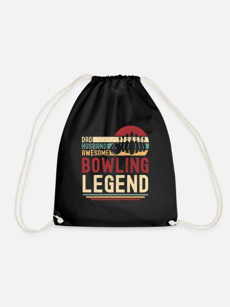 Papa Husband Bowling Legend retro vintage - Drawstring Bag - black