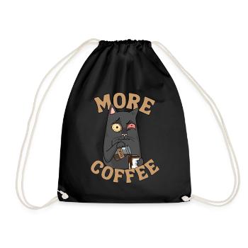 Kaffee Katze lustiger Spruch Müde Katze Kaffee - Turnbeutel - Schwarz - Vorne