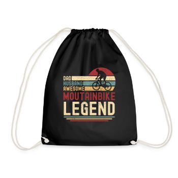 Papa Husband Mountain Bike Legend retro - Drawstring Bag - black - Front