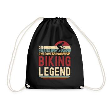 Papa Husband Biking Legend retro Mountain Bike - Drawstring Bag - black - Front