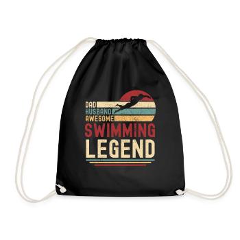 Ehemann Vater Schwimmen Legende Retro Vintage - Turnbeutel - Schwarz - Vorne