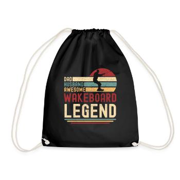 Papa Ehemann Wakeboard Legende vintage retro - Turnbeutel - Schwarz - Vorne